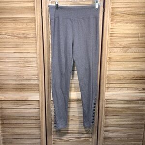 So Leggings With Lattice Hem Gray Athletic Yoga Size Small